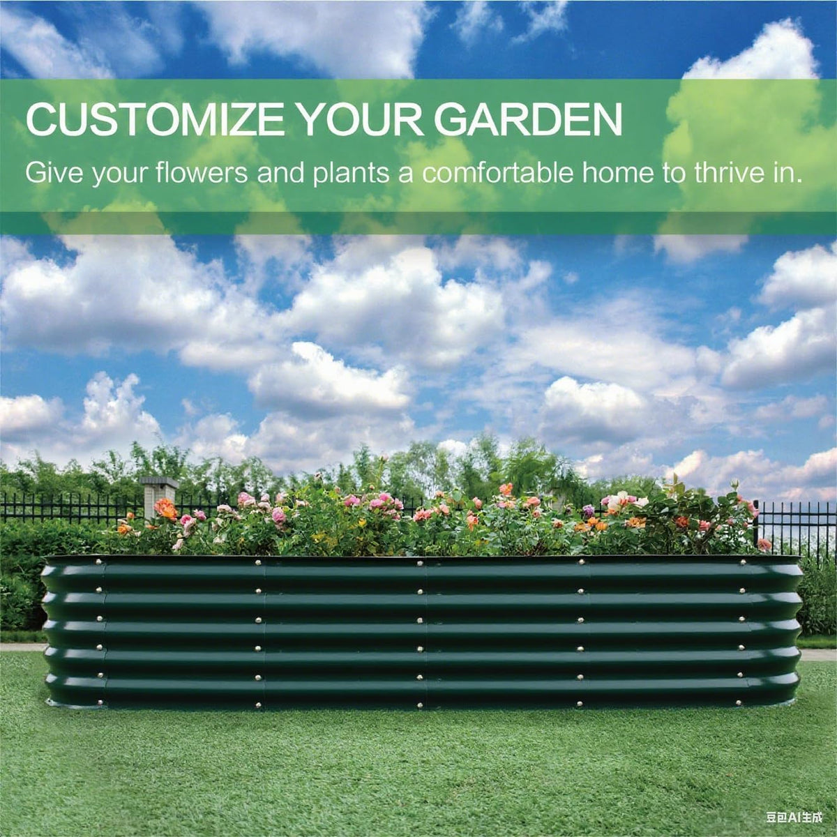 Gardmax Galvanized Raised Garden Bed, Lightweight Planter Boxes Outdoor with Easy Assembly, Large