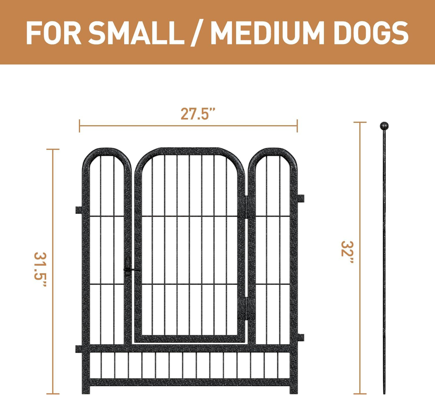 Metal Dog Playpen, 32" Inch Height 32Panels, Ideal Dog Fence for Large/Medium/Small Dogs Indoor &