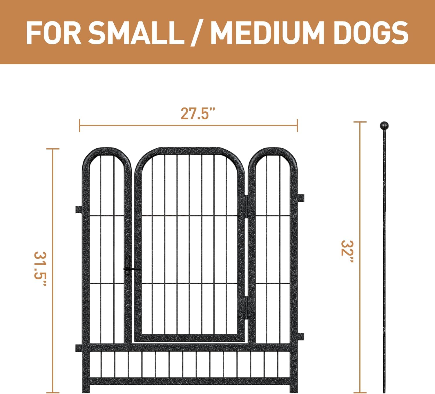 Metal Dog Playpen, 32" Inch Height 32Panels, Ideal Dog Fence for Large/Medium/Small Dogs Indoor &