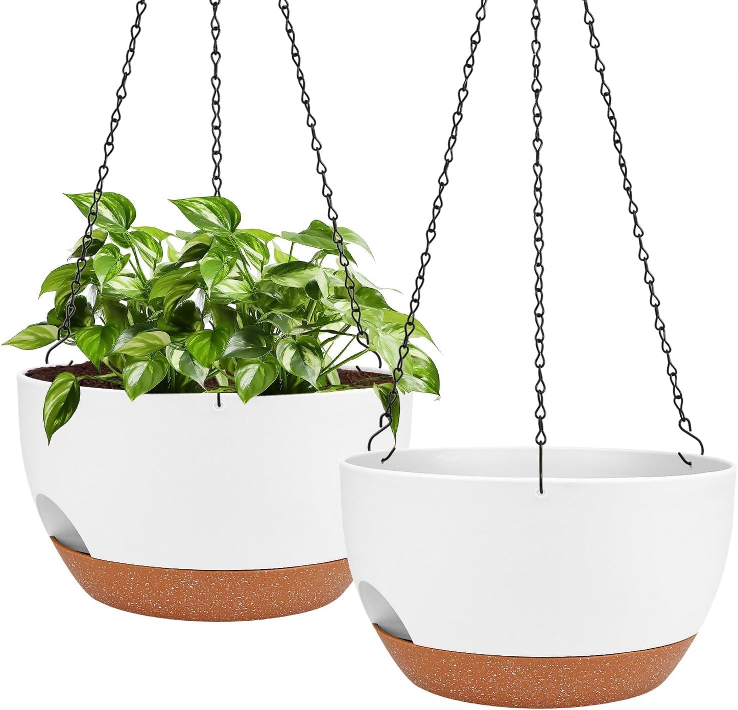 Hanging Planters for Outdoor Indoor Plants, 2 Pack 12 Inch Hanging Basket Plants Outdoor, Self