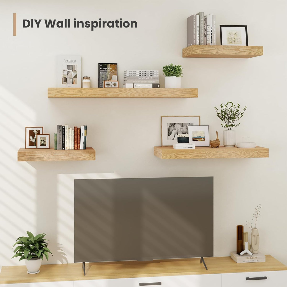 Heimlove 24 x 12 Inch Deep Floating Shelves Wall Mounted with Invisible Brackets,Storage Hanging