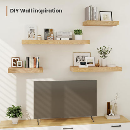 Heimlove 24 x 12 Inch Deep Floating Shelves Wall Mounted with Invisible Brackets,Storage Hanging