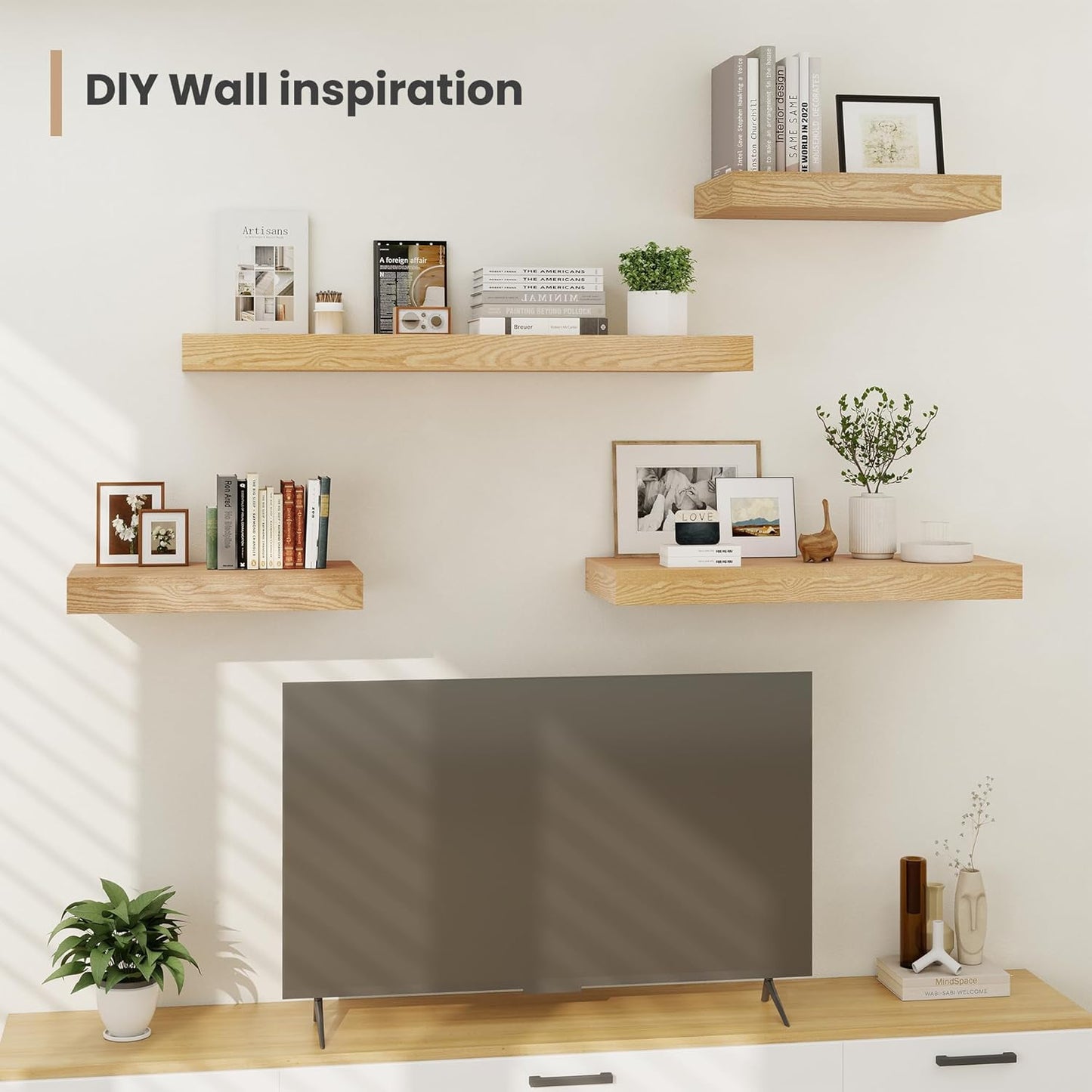 Heimlove 12 Inch Deep Floating Shelves, 48 x 12 inches Long Wall Shelf, Large Display Shelf &