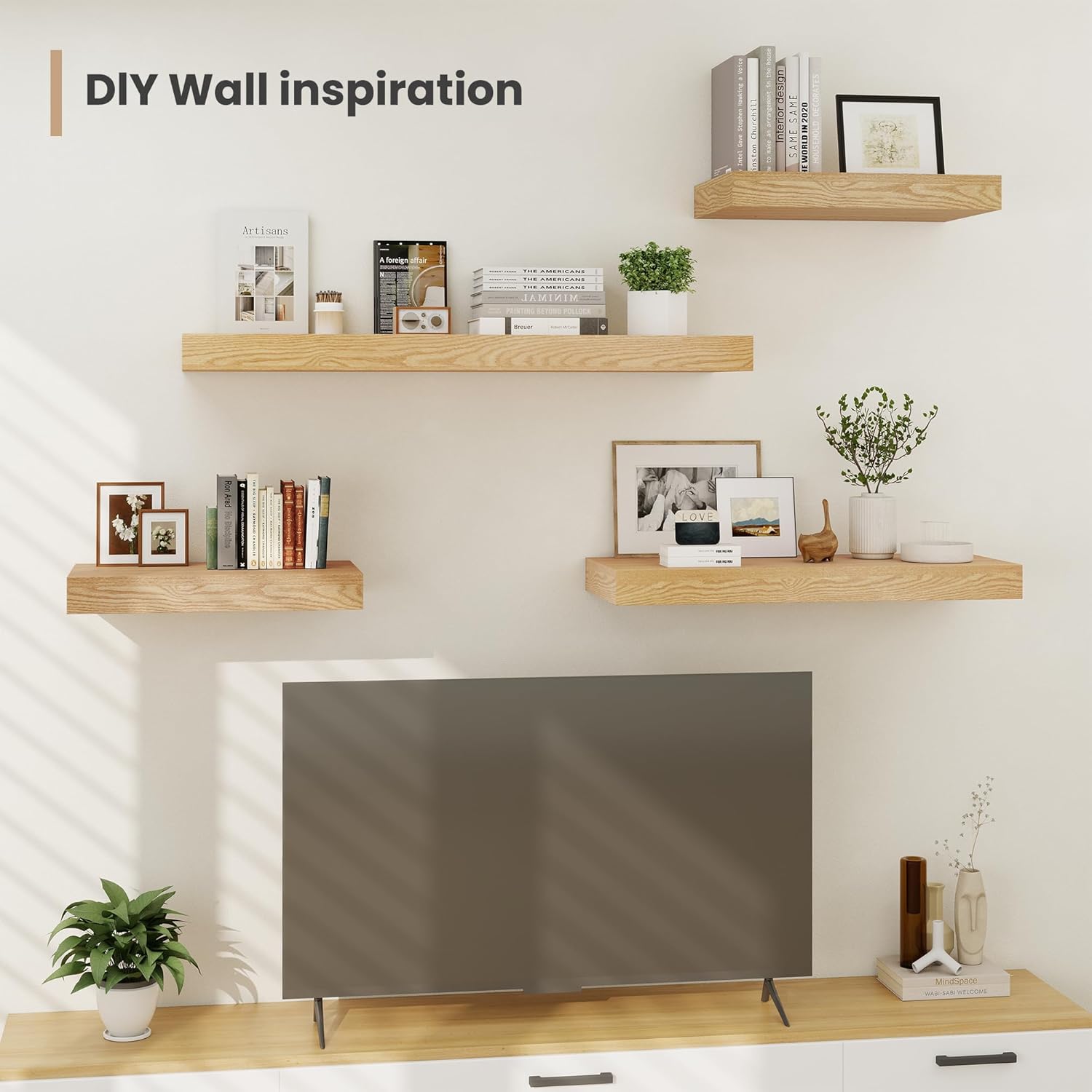 Heimlove 12 Inch Deep Floating Shelves, 48 x 12 inches Long Wall Shelf, Large Display Shelf &