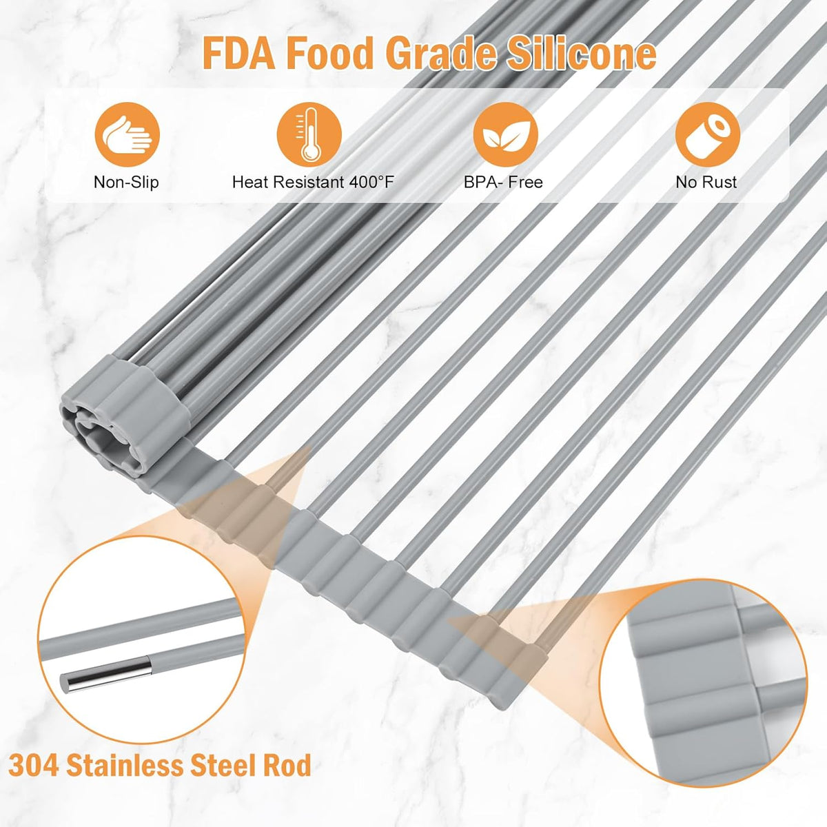 LEMIKKLE Roll Up Dish Drying Rack 17" x 13", Over The Sink Dish Drainer Rack, Foldable Sink Drying