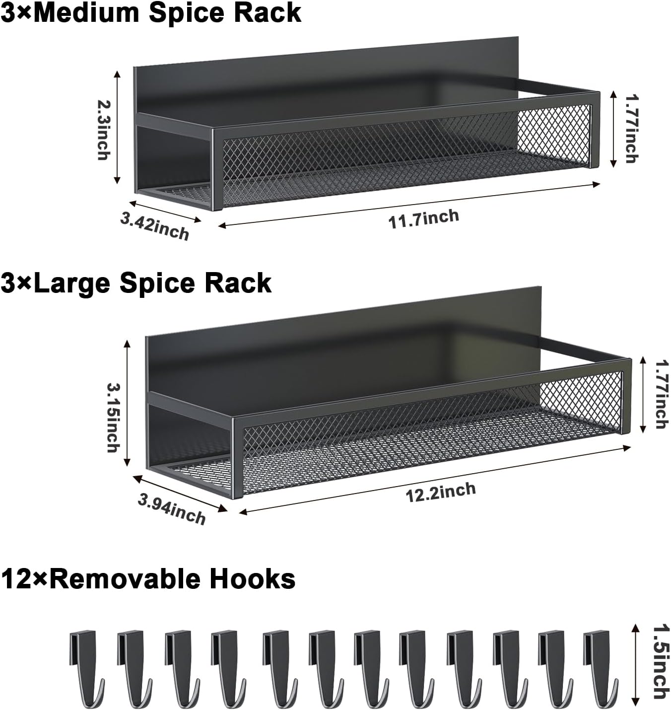 Magnetic Spice Rack for Refrigerator, 6 Pack Magnetic Shelf, Fridge Magnet Organizer with Moveable