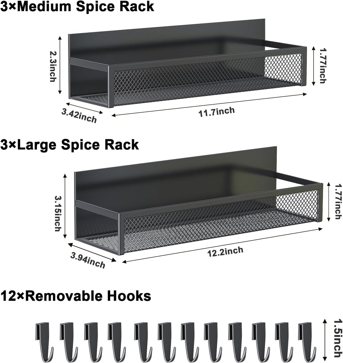 Magnetic Spice Rack for Refrigerator, 6 Pack Magnetic Shelf, Fridge Magnet Organizer with Moveable