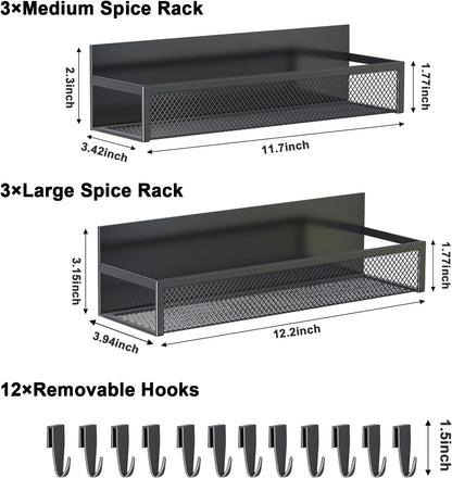 Magnetic Spice Rack for Refrigerator, 6 Pack Magnetic Shelf, Fridge Magnet Organizer with Moveable