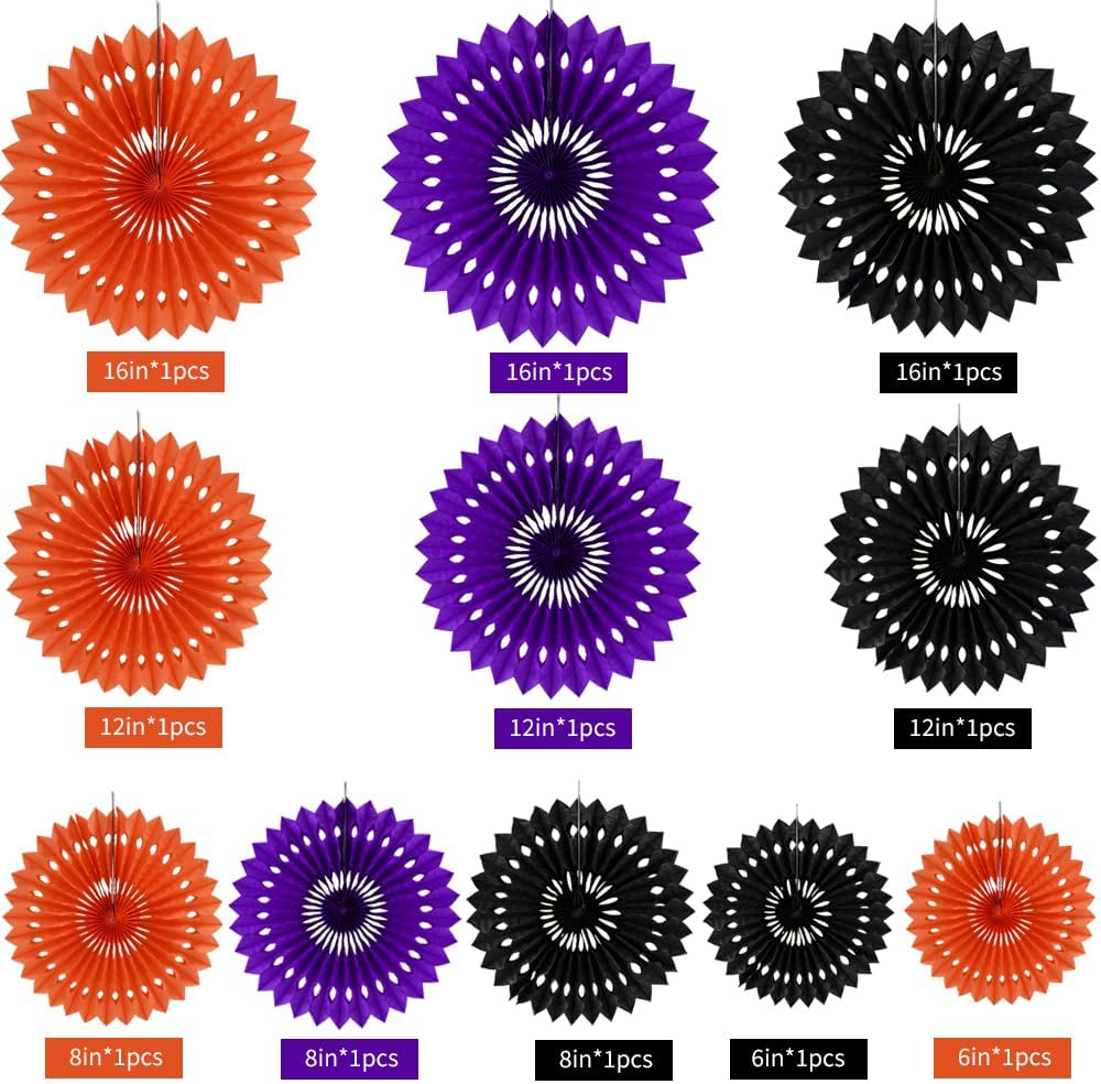 BEISHIDA Black Orange Purple Hanging Honeycomb Round Paper Fans Decoration Set for New Year Baby