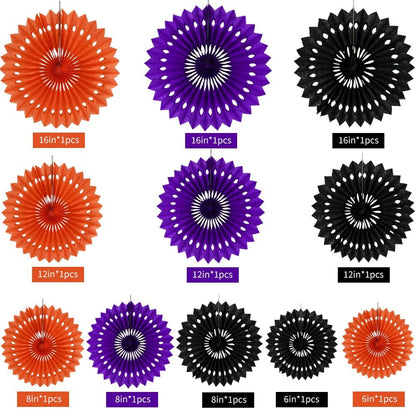 BEISHIDA Black Orange Purple Hanging Honeycomb Round Paper Fans Decoration Set for New Year Baby