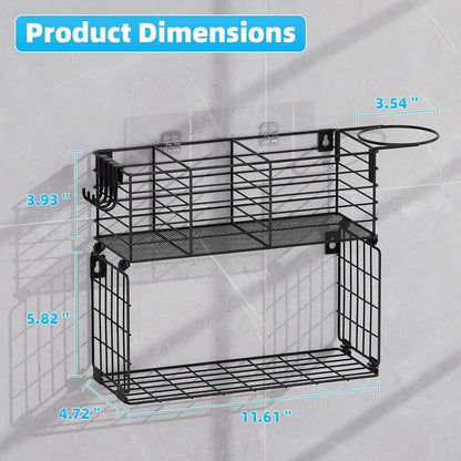 VITVITI Metal Hair Tool Organizer with Toilet Paper Basket, Bathroom Blow Dryer Curling Iron Holder