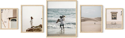 HAUS AND HUES Picture Frame Set - Set of 5 Wall Frames Collage Set, Collage Photo Frames, Natural