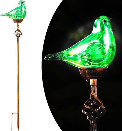 Decorative Solar Lights Outdoor Solar Bird Stake Lights Hand Blown Glass Decorative Garden Pathway