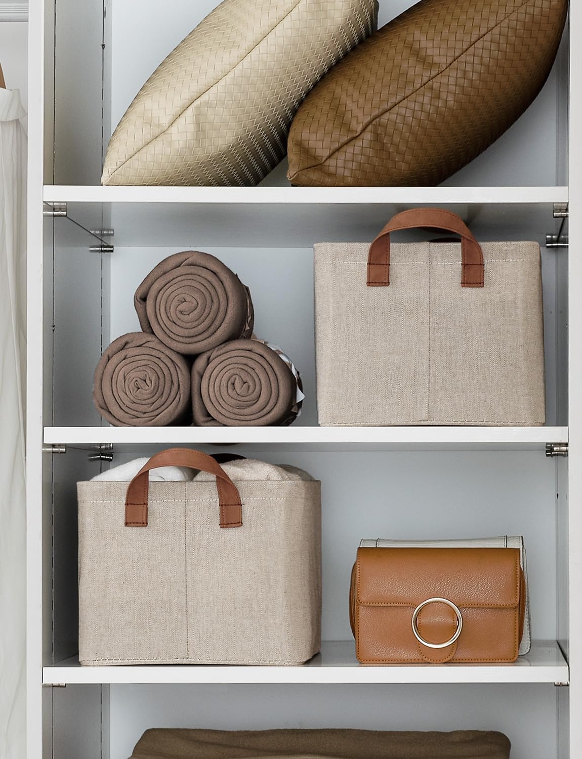 StorageWorks Storage Bins, Fabric Storage Bins for Shelves, Storage Baskets with Metal Frame