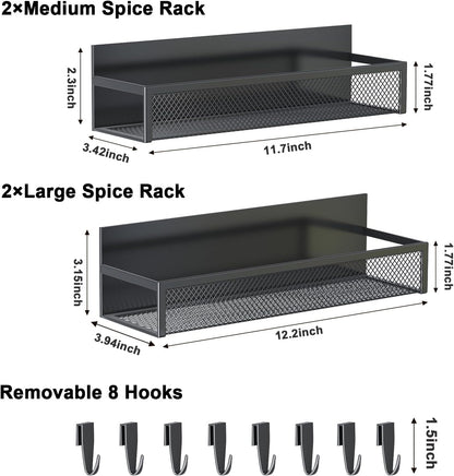 Magnetic Spice Rack for Refrigerator, 4 Pack Magnetic Shelf, Fridge Magnet Organizer with Moveable
