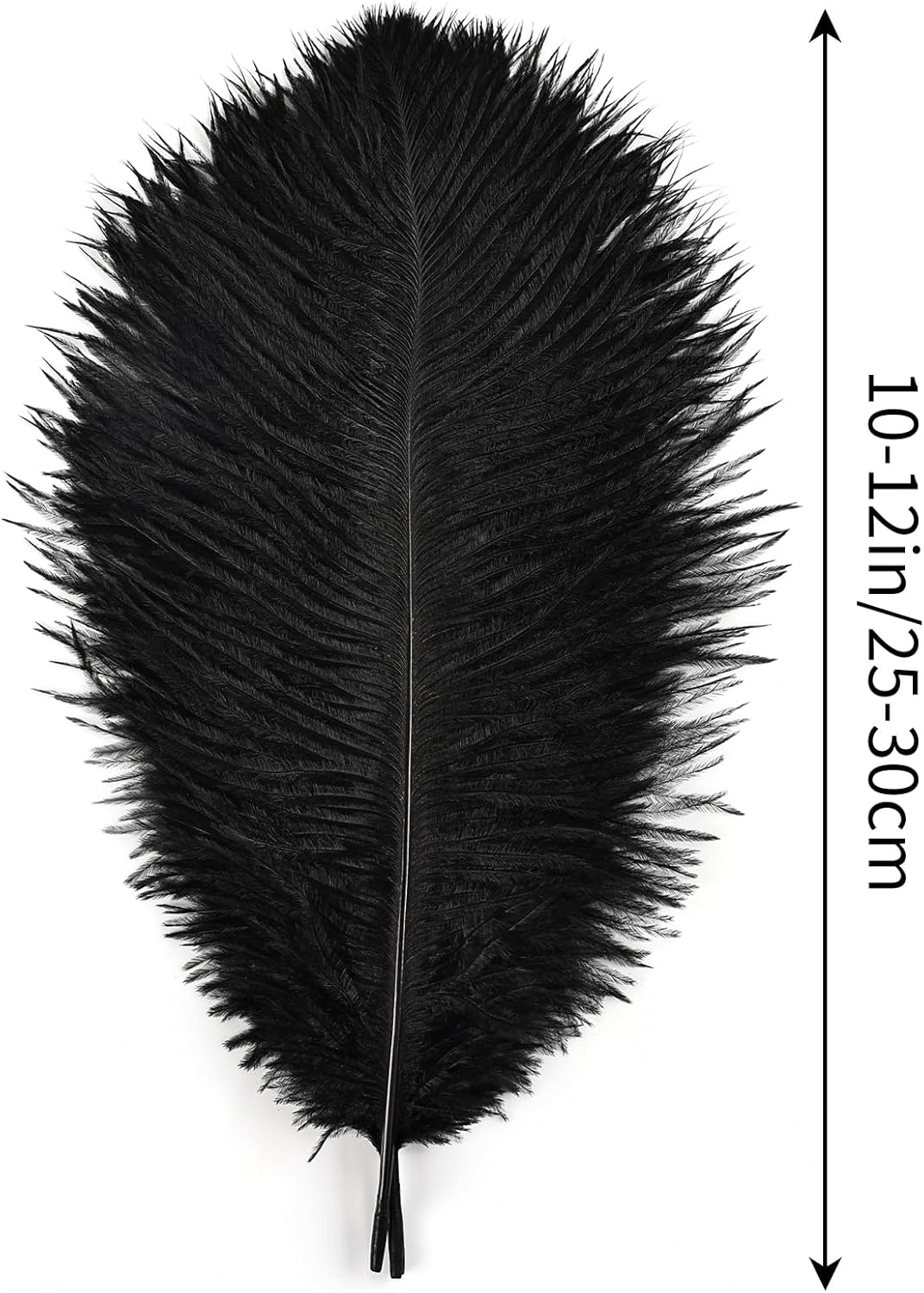 THARAHT Black Ostrich Feathers 24pcs Natural Bulk 10-12Inch 25cm-30cm for Crafts Wedding Party