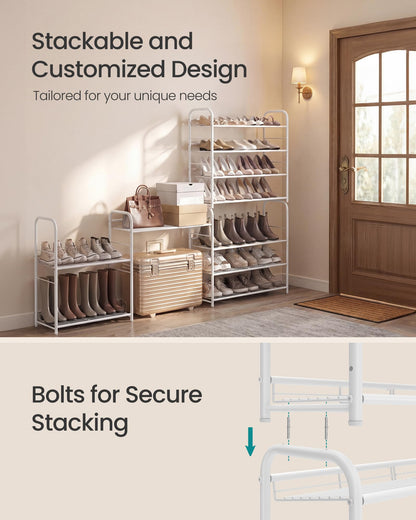 SONGMICS Stackable Shoe Rack, 4 Tier Metal Shoes Rack Storage Shelf, Holds up to 16 Pairs