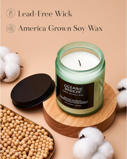 M&SENSE Candle Oceanic Breeze Scented Candle, Long Lasting Pineapple & Mango Scented Natural Soy