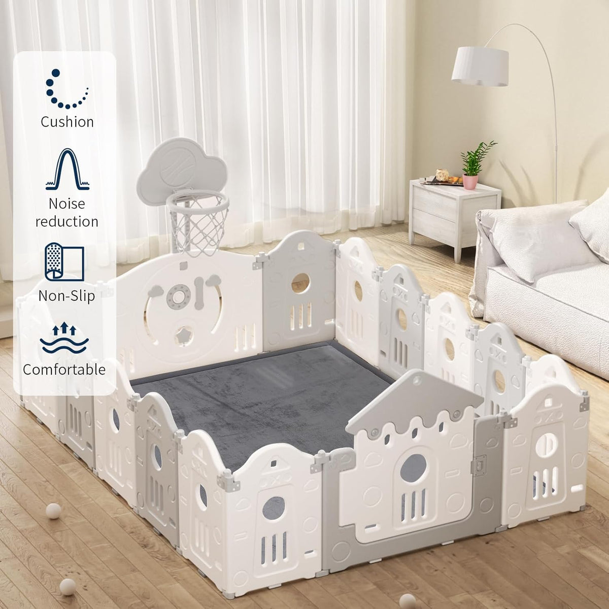 ACOMOPACK Baby Play Mat for Floor 1.3" Thick Memory Foam Play Mat 79"×157" Tummy Time Crawling with