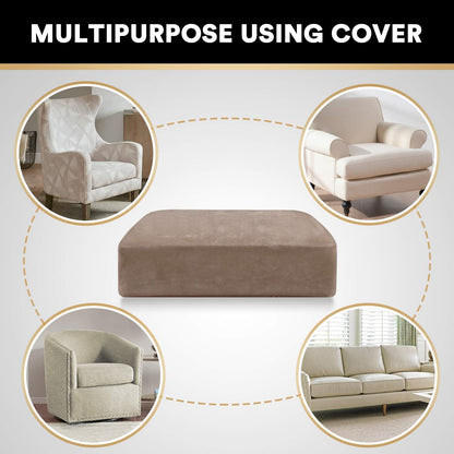 PrinceDeco Velvet Stretch Couch Cushion Cover Soft Cushion Slipcover for Chair Cushion Furniture
