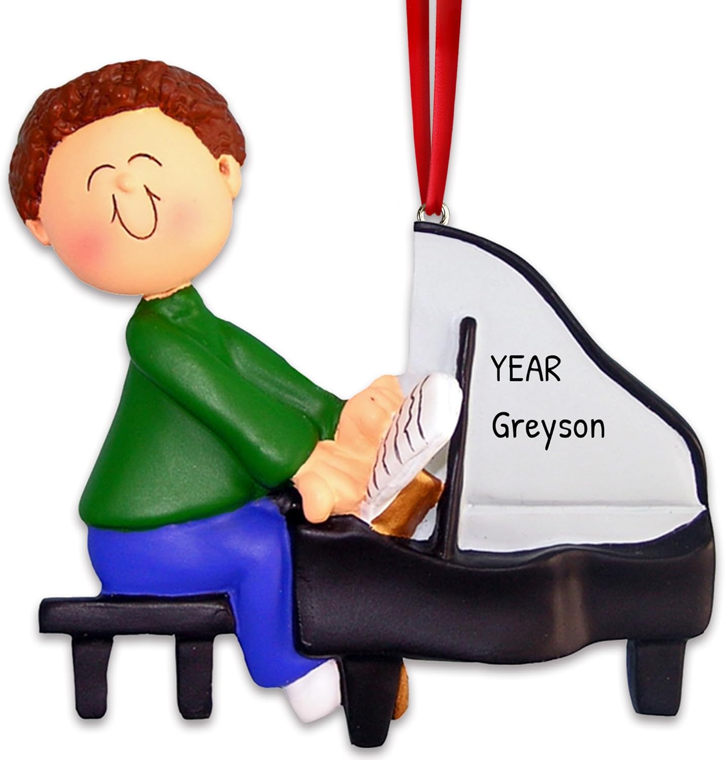 Ornaments by Elves Personalized Grand Piano Ornament for Christmas Tree 2024 - Brunette Music Boy