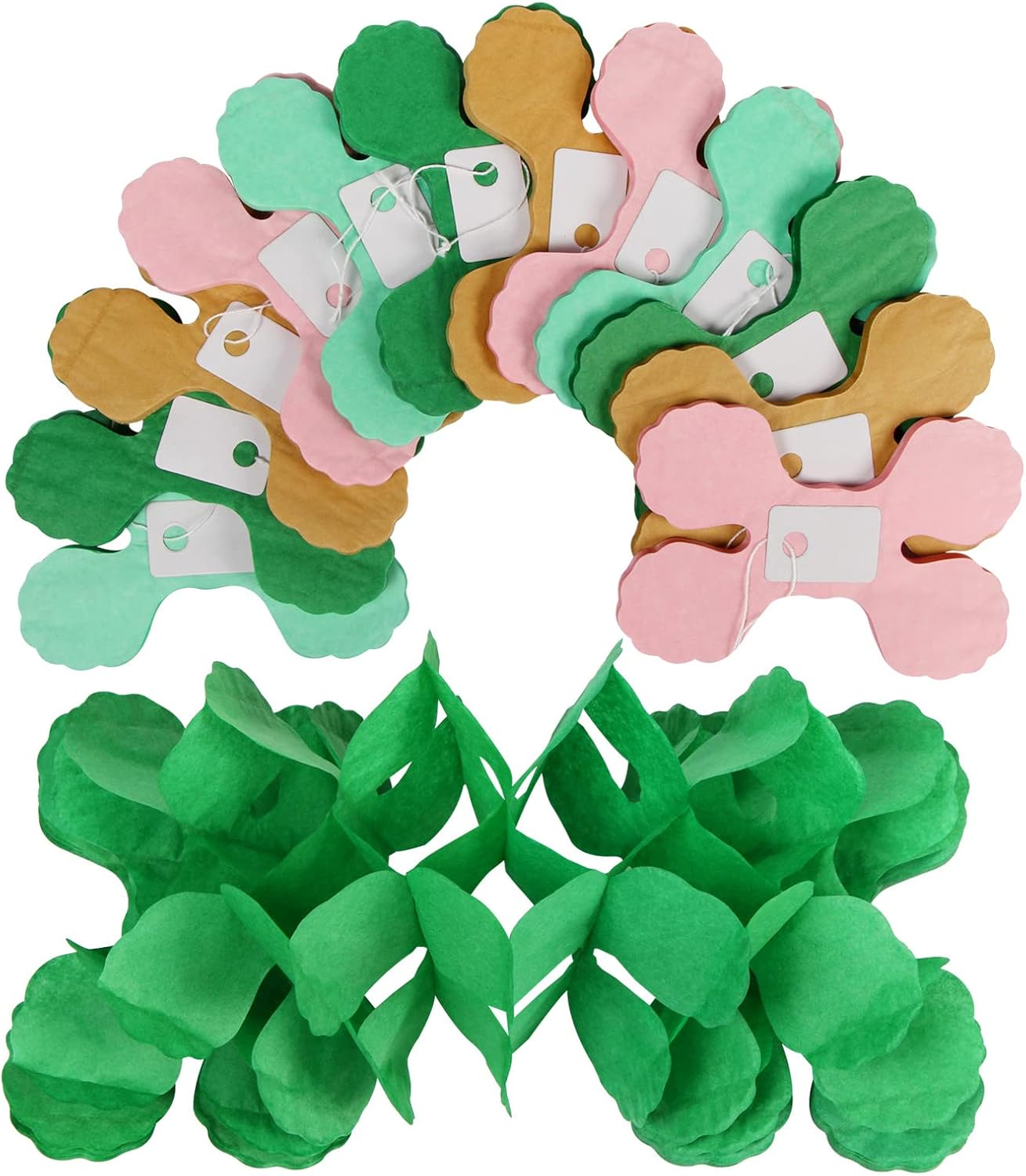 Sage-Green Pink-Gold Party-Decorations Streamers Garland - 12pcs 4-Leaf Clover Paper Streamer