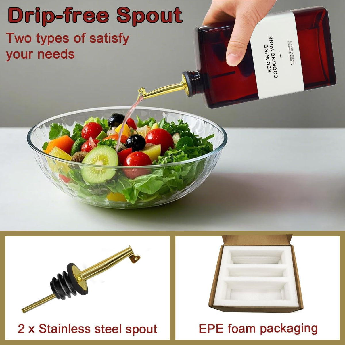 Olive Oil Dispenser Bottle for Kitchen - 11.8oz Dark Glass UV Protection, Oil and Vinegar Dispenser
