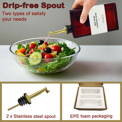 Olive Oil Dispenser Bottle for Kitchen - 11.8oz Dark Glass UV Protection, Oil and Vinegar Dispenser