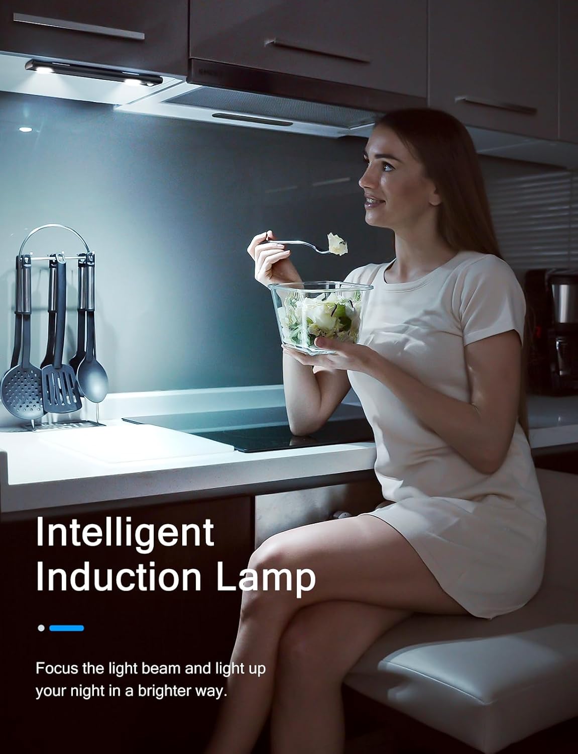 Under Cabinet Lights, Wireless Motion Sensor Light Indoor, Black 10in LED White Lighting