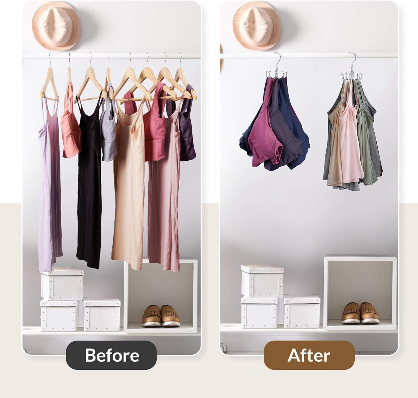 ZEDODIER Tank Top Hanger, 2 Pack Rotatable Bra Organzier for Closet, Max 48 Storage Capacity Sport