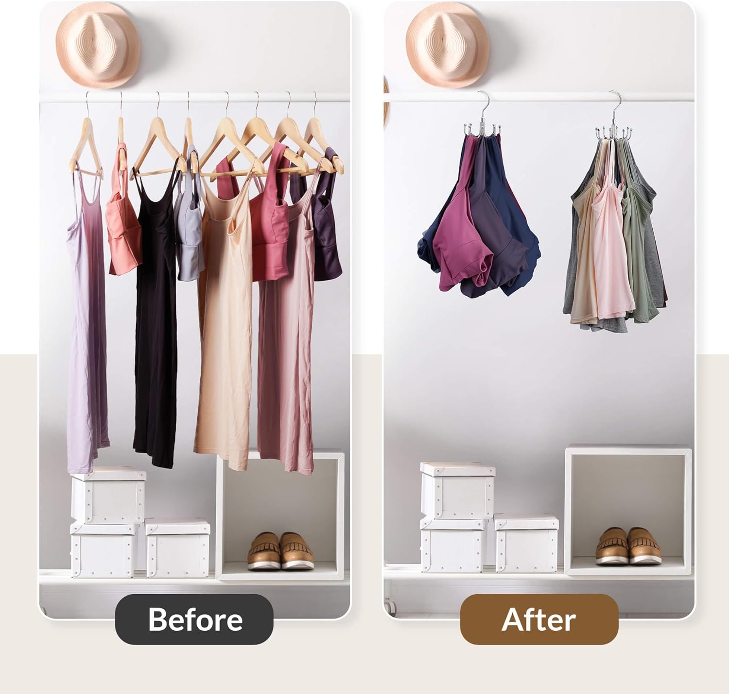 ZEDODIER Tank Top Hanger, Rotatable Bra Organzier for Closet, Max 24 Storage Capacity Sport Bra