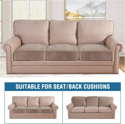 H.VERSAILTEX Velvet Stretch Couch Cushion Cover Plush Cushion Slipcover for Chair Loveseat Sofa