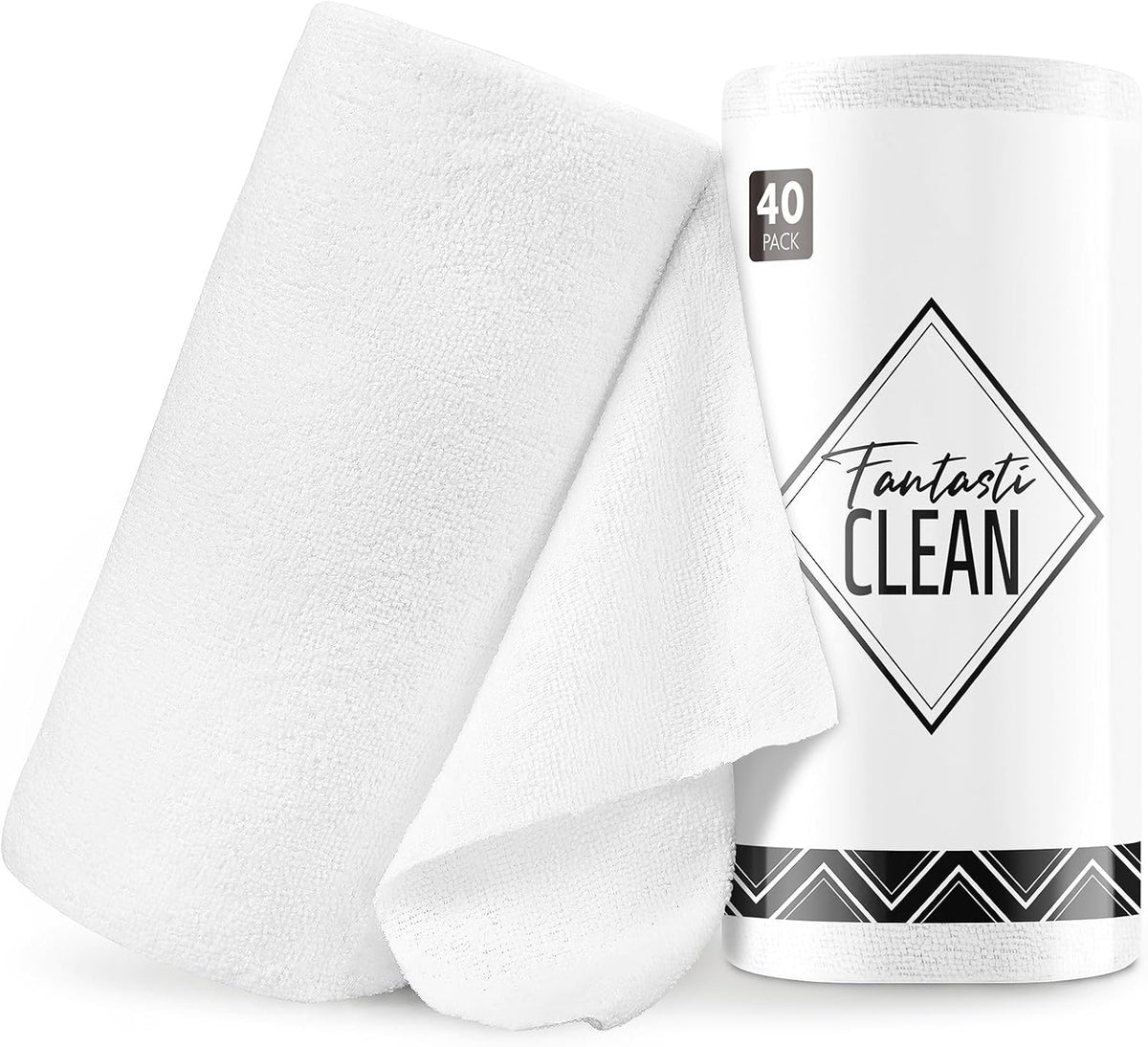Fantasticlean Microfiber Cleaning Cloth Roll -40 Pack, Tear Away Microfiber Towels, 12" x 12"
