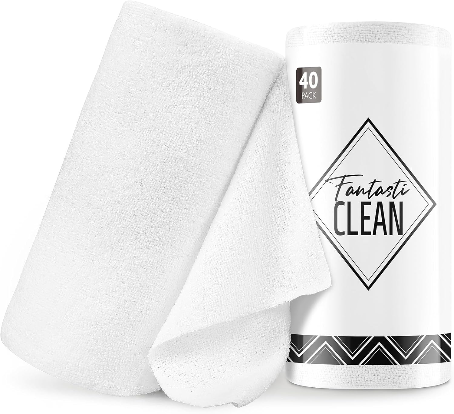 Fantasticlean Microfiber Cleaning Cloth Roll -40 Pack, Tear Away Microfiber Towels, 12" x 12"