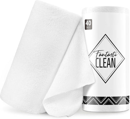 Fantasticlean Microfiber Cleaning Cloth Roll -40 Pack, Tear Away Microfiber Towels, 12" x 12"
