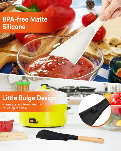 Cooking Spoon for Nonstick Cookwares, Great for Cooking and Serving Sturdy BPA-Free Matte Silicone