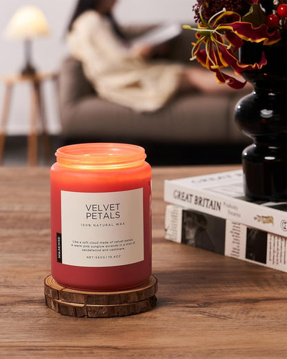 M&SENSE Velvet Petals Large Soy Candles for Home Scented, Organic Natural Soy Wax 19.4oz 110 Hour