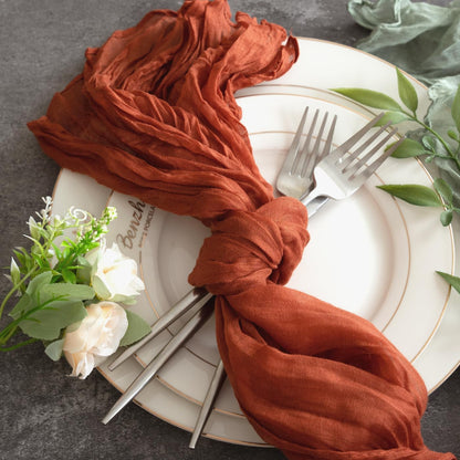 Sioloc Terracotta Table Cloth Cheesecloth Table Runner 10ft Rustic for Tea Wedding Party Baby