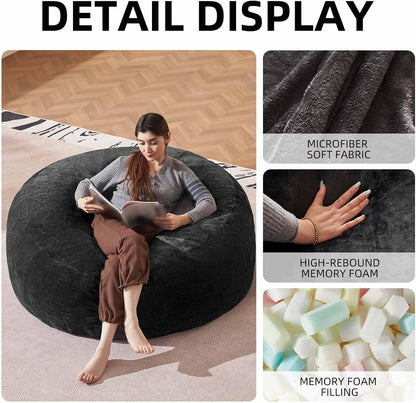 Bean Bag Chair 4Ft, Memory Foam Filled, Large Beanbag Chairs for Adults and Teens, Soft Sofa with