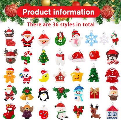 YUJUN 36pcs Mini Resin Ornaments Set - Christmas Tree Decoration, Small Miniature Figurines for