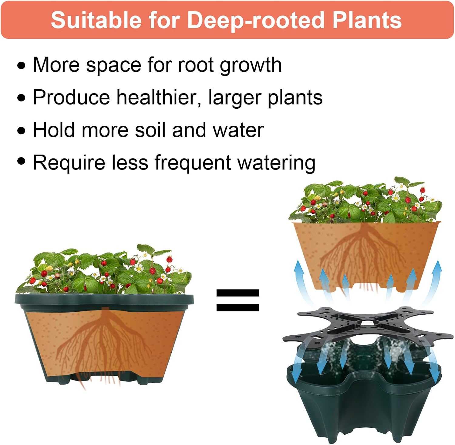 DUNCHATY Stackable Vertical Garden Planter with Wheels, 5 Tier Herb Planter Pots for Growing