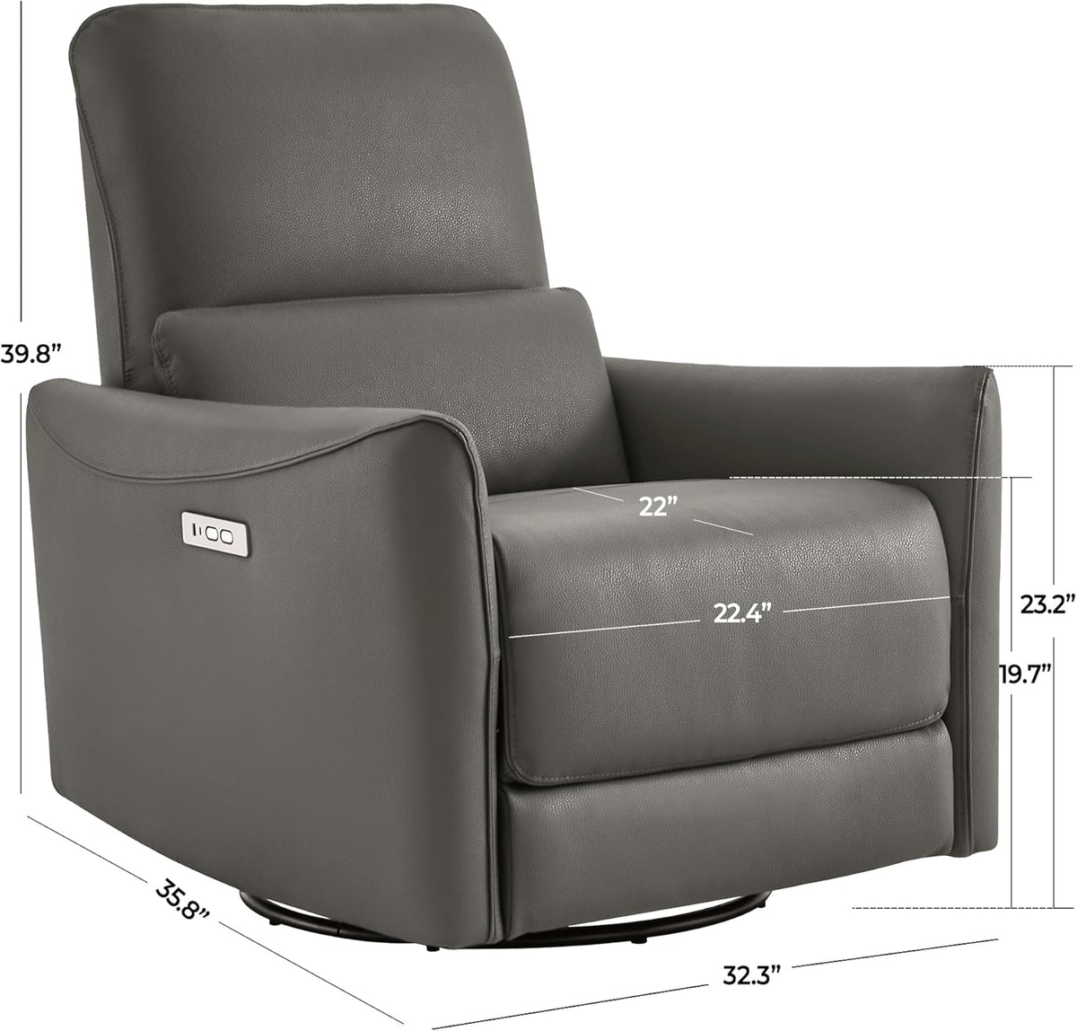 CHITA Power Recliner Chair Swivel Glider, FSC Certified Upholstered Faux Leather Living Room