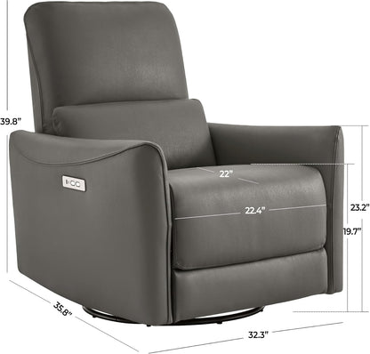 CHITA Power Recliner Chair Swivel Glider, FSC Certified Upholstered Faux Leather Living Room