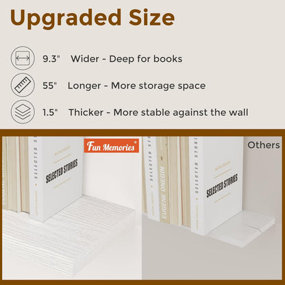 24 Inch Floating Shelves, Rustic 24 x 9 White Floating Shelf for Wall, White Bathroom Shelves Set