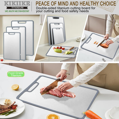 Titanium Cutting Board Double-sided non-slip silicone edging Pure Titanium Cutting Boards for