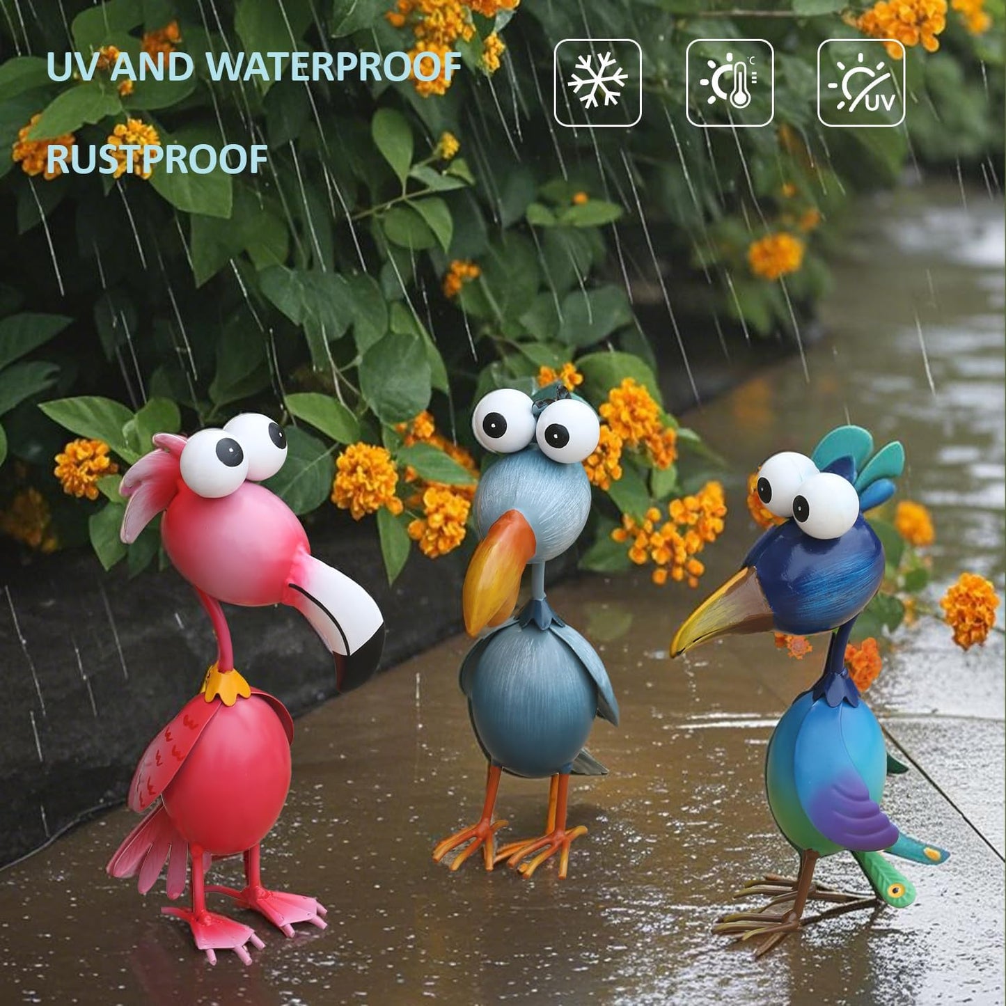 Kircust Outdoor Metal Bird Yard, Garden Decor for Outside Flamingo/Peacock/Pelican Decorations Art