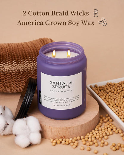 M&SENSE Sweet Spruce Coconut Soy Candles for Home Scented, 19.4oz 110 Hour Slow Burning Large