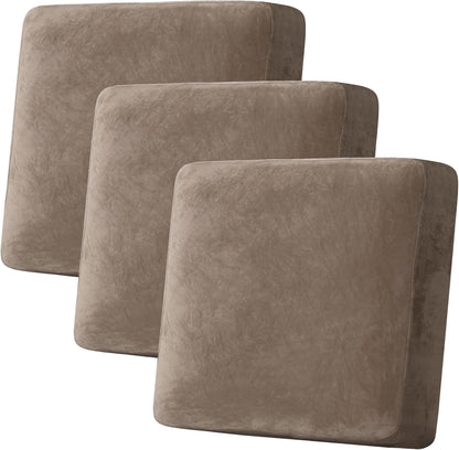H.VERSAILTEX Velvet Stretch Couch Cushion Cover Plush Cushion Slipcover for Chair Loveseat Sofa