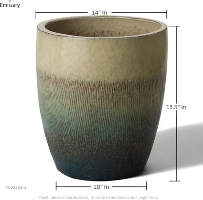 Emissary Home and Garden Bullet 11.5 in. Bayside Green Ceramic Round Planter (11.5 in. L x 11.5 in.