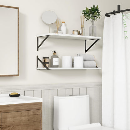 Fun Memories 27.5" W x10 D Floating Shelves, White Wall Shelf with Brackets, 10 Inch Deep Floating